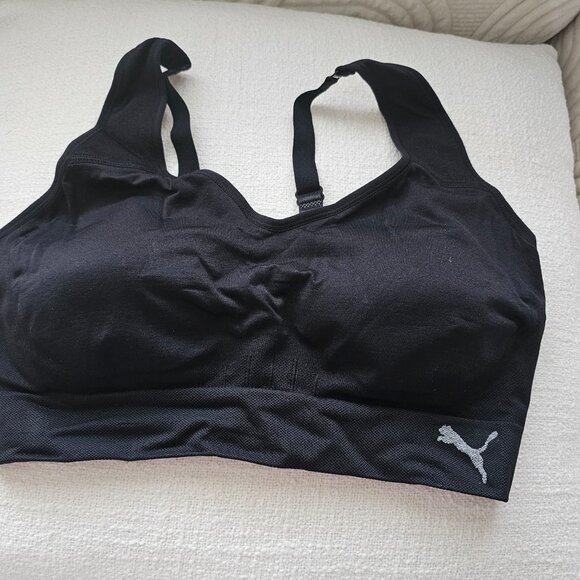 Puma Ladies’ Seamless Sports Bra, 2 Pack, Convertible  , Black /Gray, S,M,L,XL - Picture 12 of 16